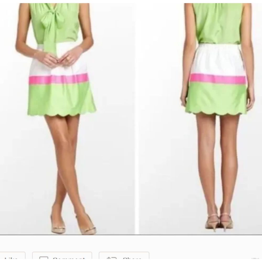 Lilly Pulitzer Mimosa Fluorescent Skirt S Color block Stripe A-line Scallop